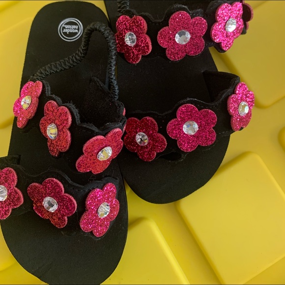 Glitter pink toddler sandals size 9-10 - Picture 1 of 5